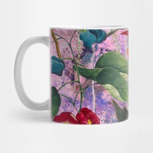 Trendy colorful flowers pattern, botanical illustration, leaves and flowers, purple floral Mug